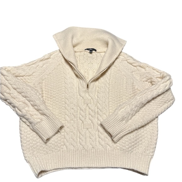 Lulus Cozy Weather Cream Cable Knit Quarter Zip Sweater S - Picture 4 of 4